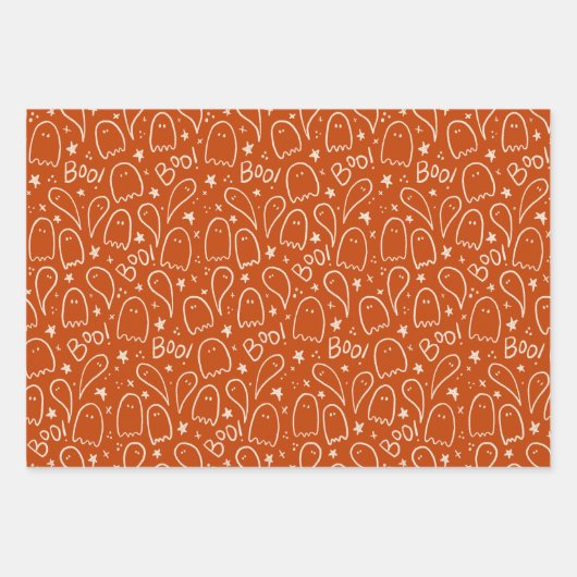 Halloween Ghosts Pattern-Geschenk Geschenkpapier Set (Vorderseite 2)