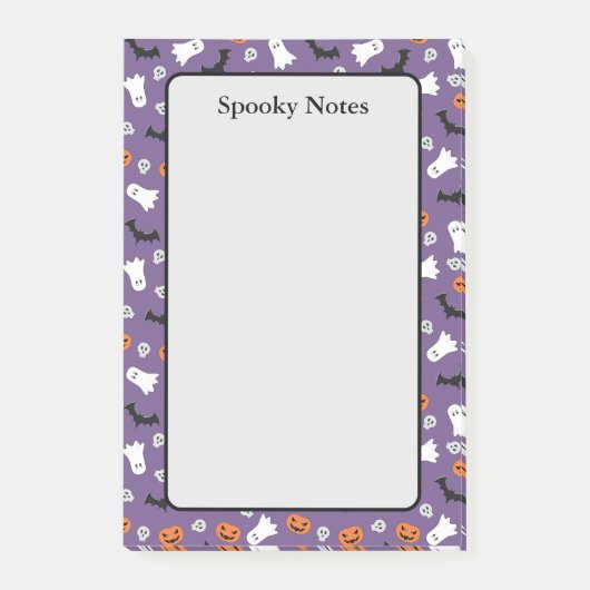 Halloween Ghosts Pumpkin Bats Lila Sticky Post-it Klebezettel (Vorderseite)