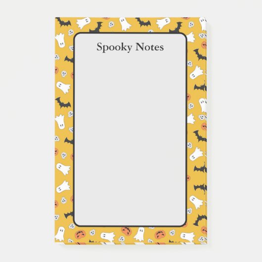Halloween Ghosts Pumpkin Bats Yellow Notes Post-it Klebezettel (Vorderseite)