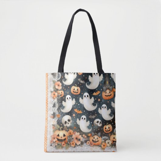 Halloween Ghosts Pumpkins Bats Tote Bag Tasche (Vorderseite)