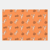 Halloween Ghosts Pumpkins Orange & Black 3 Geschenkpapier Set (Vorderseite)