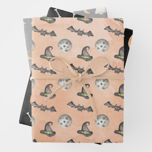 Halloween Ghosts Pumpkins Pattern Wrapping Paper Geschenkpapier Set (Beispiel)