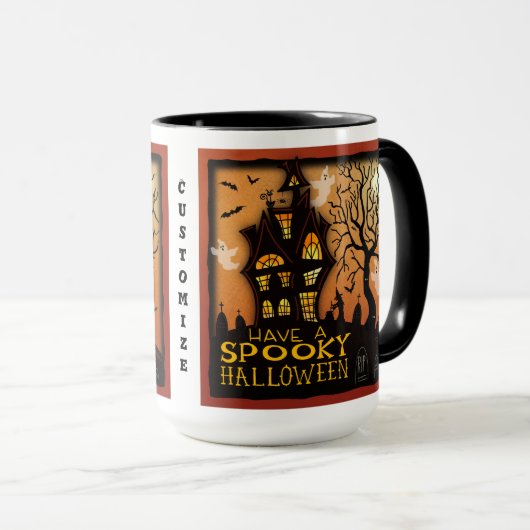 Halloween Ghosts Spuk Hausmäntel individuell anpas Tasse (VorderseiteRechts)