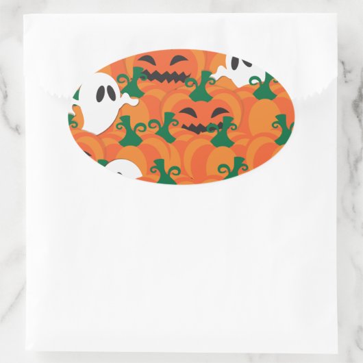 Halloween Ghosts Spuk Pumpkin Ovaler Aufkleber (Tasche)