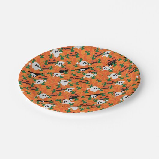 Halloween Ghosts Spuk Pumpkin Pappteller (Schrägansicht)