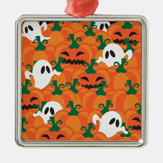 Halloween Ghosts Spuk Pumpkin-Patch Silbernes Ornament (Vorne)