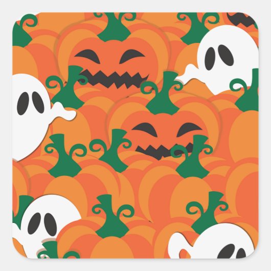 Halloween Ghosts Spuk Pumpkin Quadratischer Aufkleber (Vorderseite)