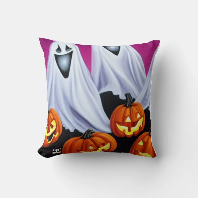 Halloween Ghosts und Pumpkins Kissen (Vorderseite)