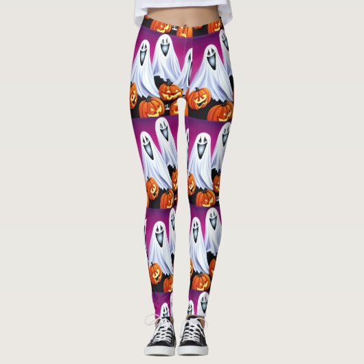 Halloween Ghosts und Pumpkins Leggings (Vorderseite)