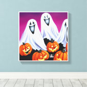 Halloween Ghosts und Pumpkins Leinwanddruck (Insitu (Holzboden))