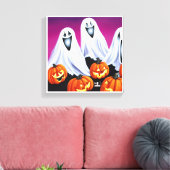 Halloween Ghosts und Pumpkins Leinwanddruck (Insitu (Wohnzimmer))