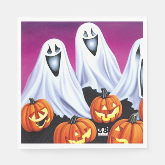 Halloween Ghosts und Pumpkins Serviette (Vorderseite)