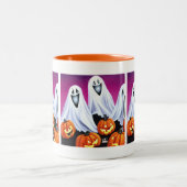 Halloween Ghosts und Pumpkins Zweifarbige Tasse (Mittel)