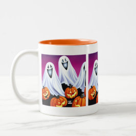 Halloween Ghosts und Pumpkins Zweifarbige Tasse