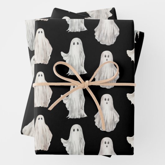 Halloween Ghosts Watercolor Patternpapier Geschenkpapier Set (Beispiel)