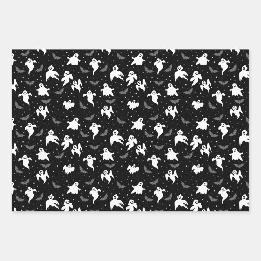 Halloween Ghosts Wrapping Paper Sheets Geschenkpapier Set (Vorderseite)