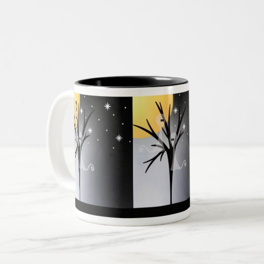 Halloween Ghosts Zweifarbige Tasse (Vorderseite Links)