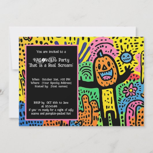 Halloween Ghoul Doodle Extravaganza Einladung (Vorderseite)