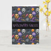 "Halloween Ghoul" Graues Halloween-Muster Karte (Gelbe Blume)