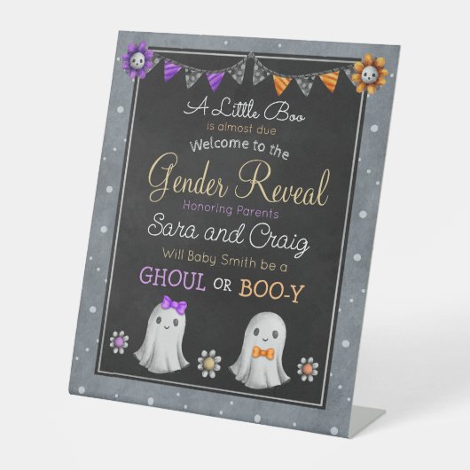 Halloween Ghoul oder Boo-y Gender-Offenbarung Sockelschild (Vorderseite)