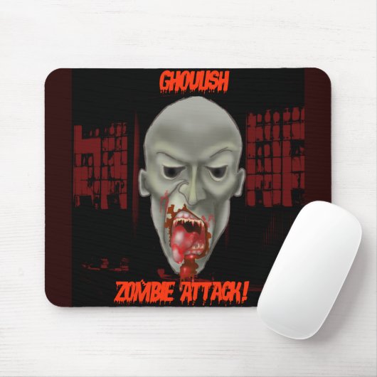 Halloween Ghoulish Zombie Attack Mousepad (Mit Mouse)