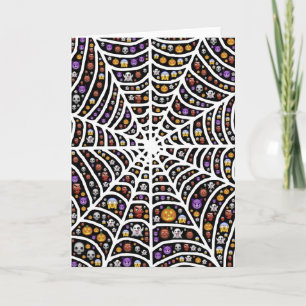 Halloween Ghouls & Goblins in einem Spinnennetz Karte