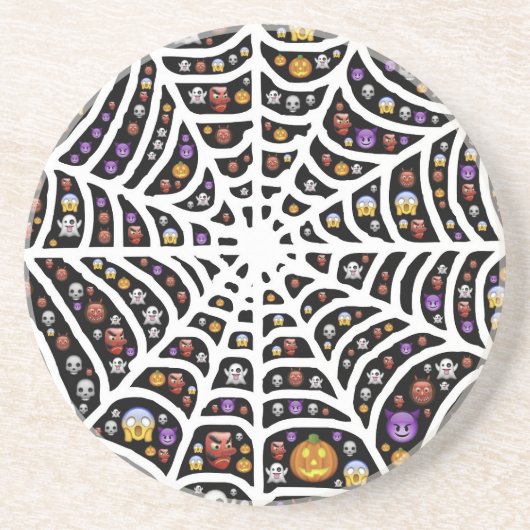 Halloween Ghouls & Goblins in einem Spinnennetz Untersetzer (Vorne)