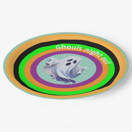 Halloween Ghouls Night Out Pappteller (Schrägansicht)