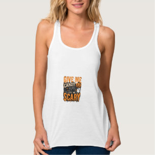 Halloween Gib Mir Süßigkeiten Gruselige Katze Tank Top