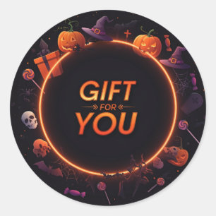 Halloween "Gift for you" Runder Aufkleber