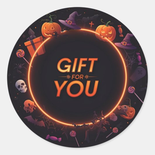 Halloween "Gift for you" Runder Aufkleber (Vorderseite)