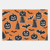 Halloween Gift Wrap Pumpkin Ghost Bat Paper Geschenkpapier Set (Vorderseite 2)