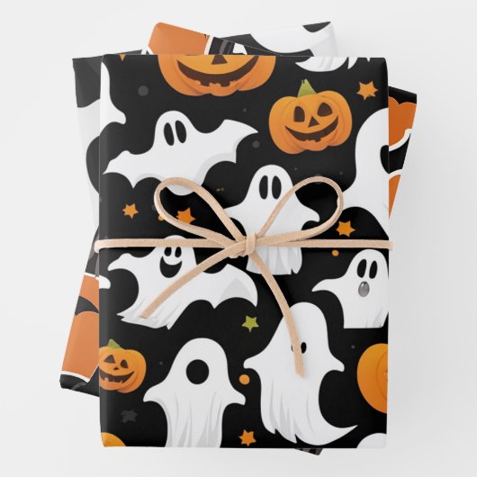 Halloween Gift Wrap Pumpkin Ghost Bat Paper Geschenkpapier Set (Beispiel)