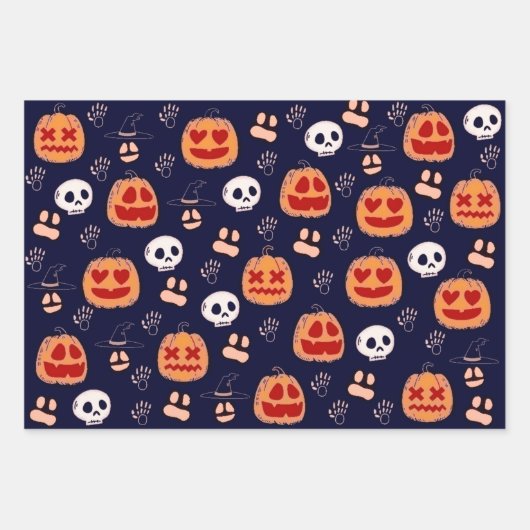 Halloween Gift Wrap (Set von 3) Geschenkpapier Set (Vorderseite 3)