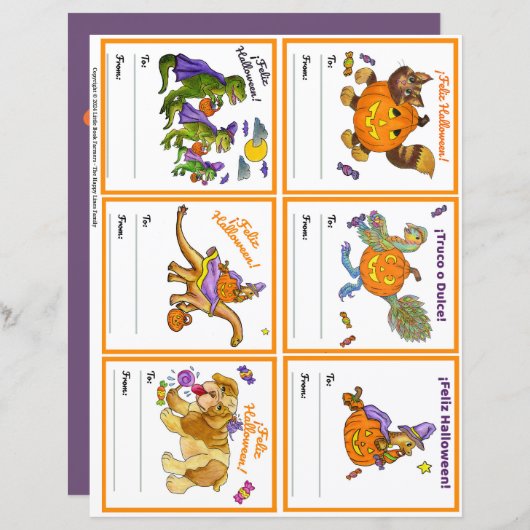 Halloween Gifting Party Class Cards Set 1 SPANISCH (Vorne/Hinten)
