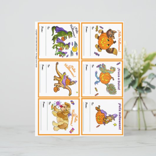 Halloween Gifting Party Class Cards Set 1 SPANISCH (Stehend Vorderseite)