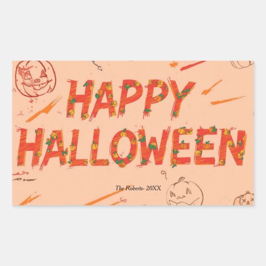 Halloween giftsticker, Minimalist Modern halloween Rechteckiger Aufkleber (Vorderseite)