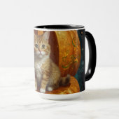 Halloween Ginger Tabby Kitten Leben in einem Kürbi Tasse (VorderseiteRechts)