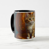 Halloween Ginger Tabby Kitten Leben in einem Kürbi Tasse (Vorderseite Links)