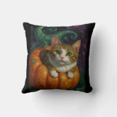 Halloween Ginger & White Kitten Riding a Pumpkin Kissen (Rückseite)