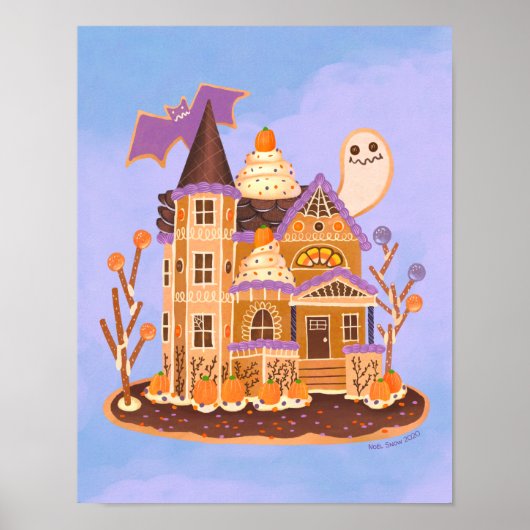 Halloween Gingerbrot Spuk Hauskunst Poster (Vorne)