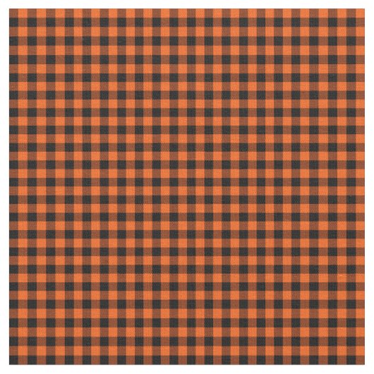 Halloween Gingham 01-Orange-Black Fabric Stoff (Nahaufnahme)