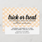 Halloween Gingham Birthday Einladung (Vorne/Hinten)