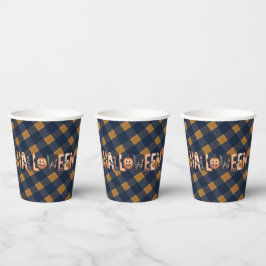 Halloween Gingham Lettering Pappbecher