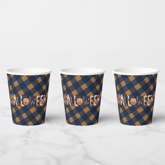 Halloween Gingham Lettering Pappbecher (Multi)