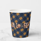 Halloween Gingham Lettering Pappbecher (Vorderseite)