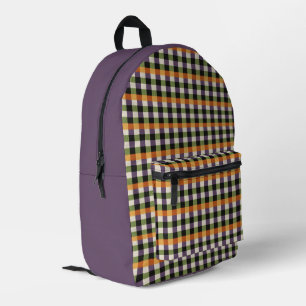 Halloween-Gingham-Muster, lila und schwarz Bedruckter Rucksack