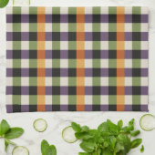 Halloween-Gingham-Muster, lila und schwarz Geschirrtuch (Gefaltet)