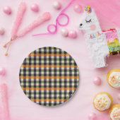 Halloween-Gingham-Muster, lila und schwarz Pappteller (Party)