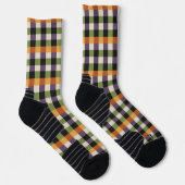 Halloween-Gingham-Muster, lila und schwarz Socken (Rechts)
